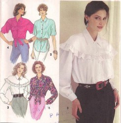 8619 BUTTON YOKE SHIRTTAIL SS-LS BLOUSE PATTERN 12-16